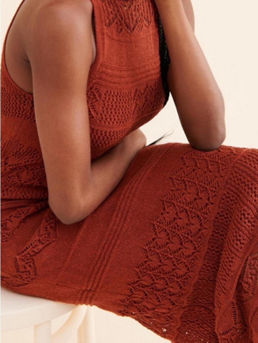 Anthropologie Crochet Knit Maxi Dress in Rust NWOT XL - Picture 5 of 9